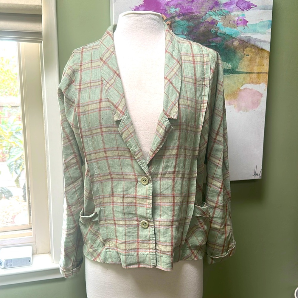 Cotelac • Plaid Loose Linen Jacket